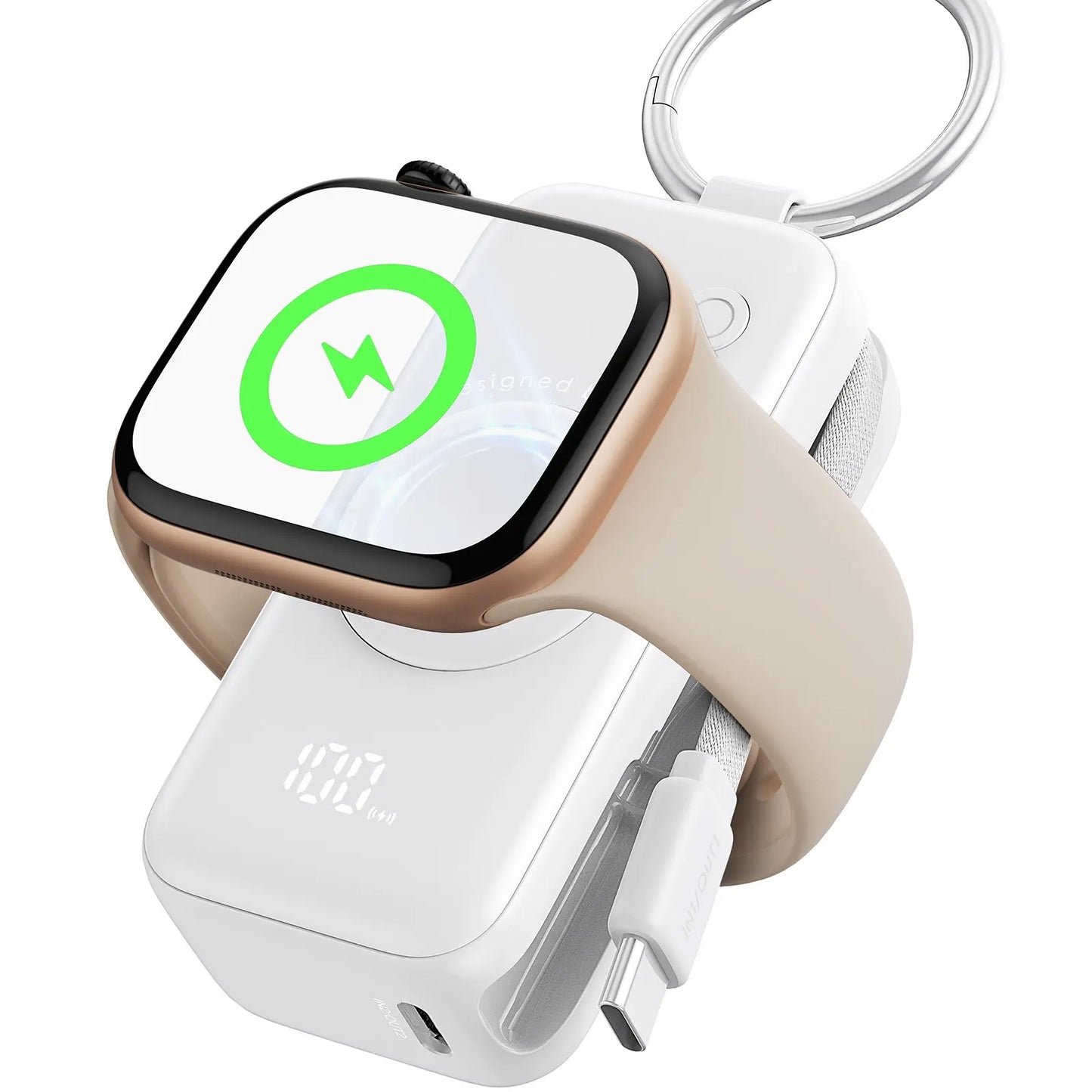 INIU P81 Snapgo Mini 5000mAh Power Bank with Keychain - Perfect Fast Charging Solution for Apple Watch, iPhone, and AirPods - Ideal Valentine's Day Gift for Her