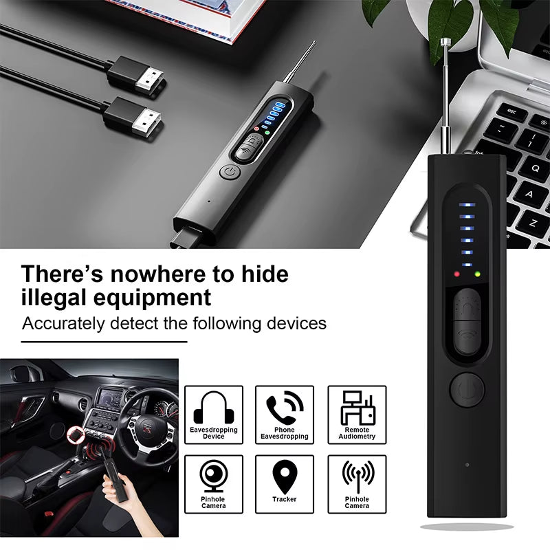 X13 Professional Anti-Spy Hidden Camera and GPS Tracker Detector - RF Wireless Signal Scanner for Hotel, Office, and Travel Use