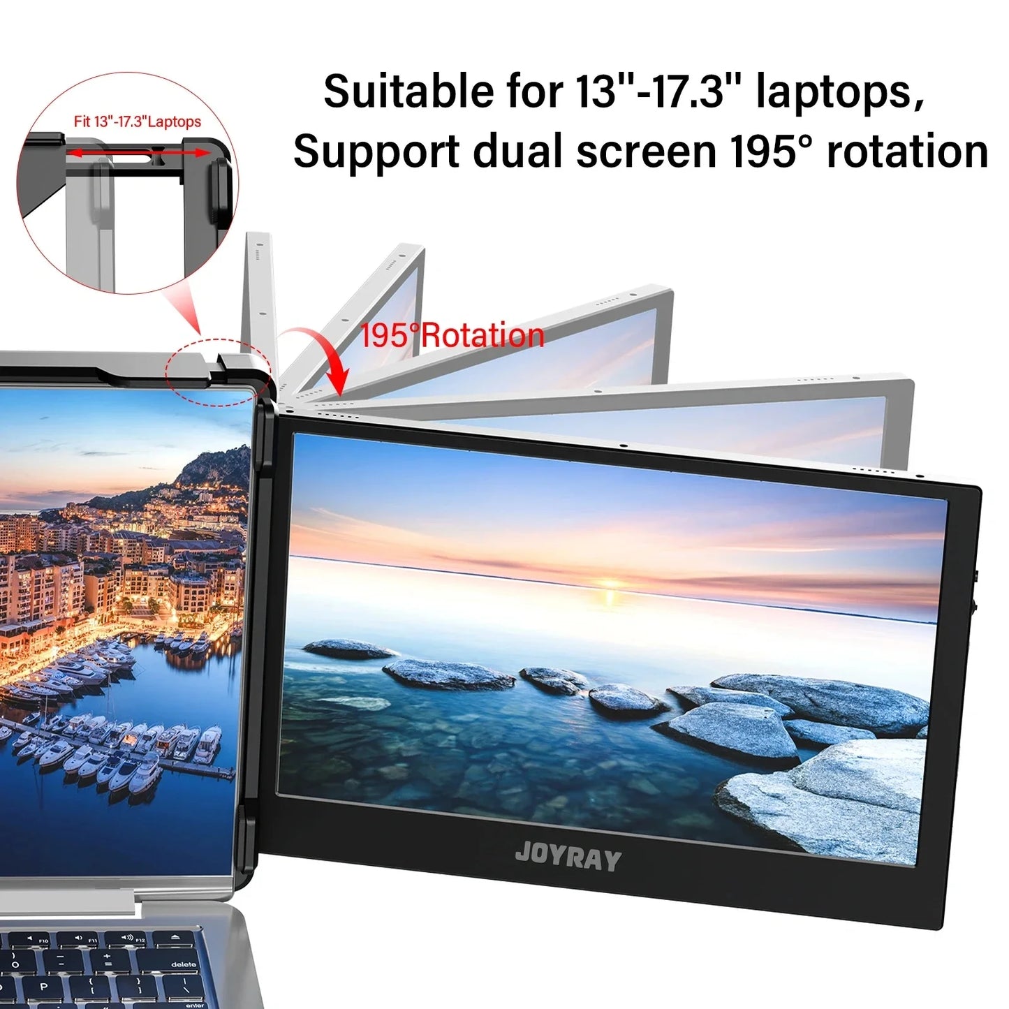 Elevate Your Productivity with the JOYRAY 11.6-Inch Triple-Screen Portable Monitor – Stunning 1920x1080 Full HD Display for On-the-Go Professionals
