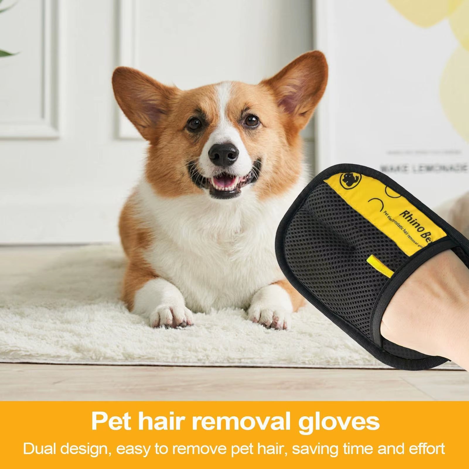 2-Pack Cat Grooming Gloves with Electrostatic Pet Hair Removal Brush for Effective Cleaning of Sofas, Carpets, and Clothing - Double-Sided Pet Hair Remover
