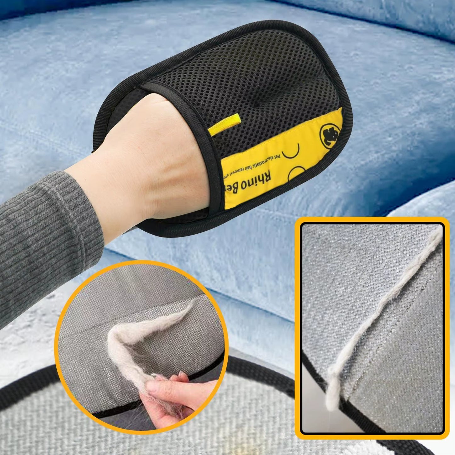 2-Pack Cat Grooming Gloves with Electrostatic Pet Hair Removal Brush for Effective Cleaning of Sofas, Carpets, and Clothing - Double-Sided Pet Hair Remover