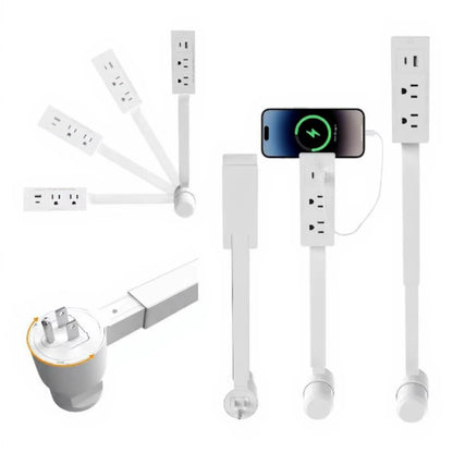 Rotatable Electrical Wall Plug Extender with Adjustable Length Multi-Outlet Power Socket Adapter for Space Optimization