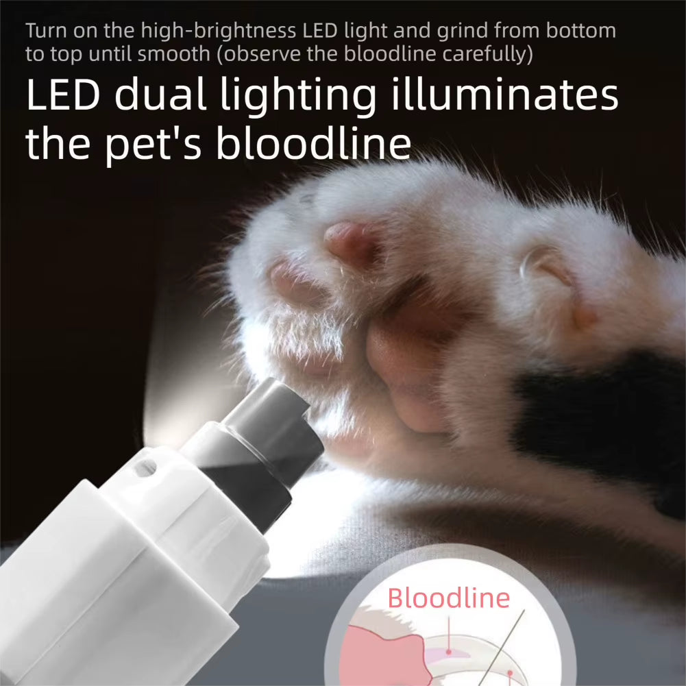 Enhanced 5-Speed Electric Dog Nail Grinder with LED Lights - Quiet Pet Nail Trimming and Grooming Tool