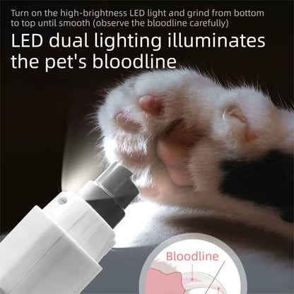 Enhanced 5-Speed Electric Dog Nail Grinder with LED Lights - Quiet Pet Nail Trimming and Grooming Tool