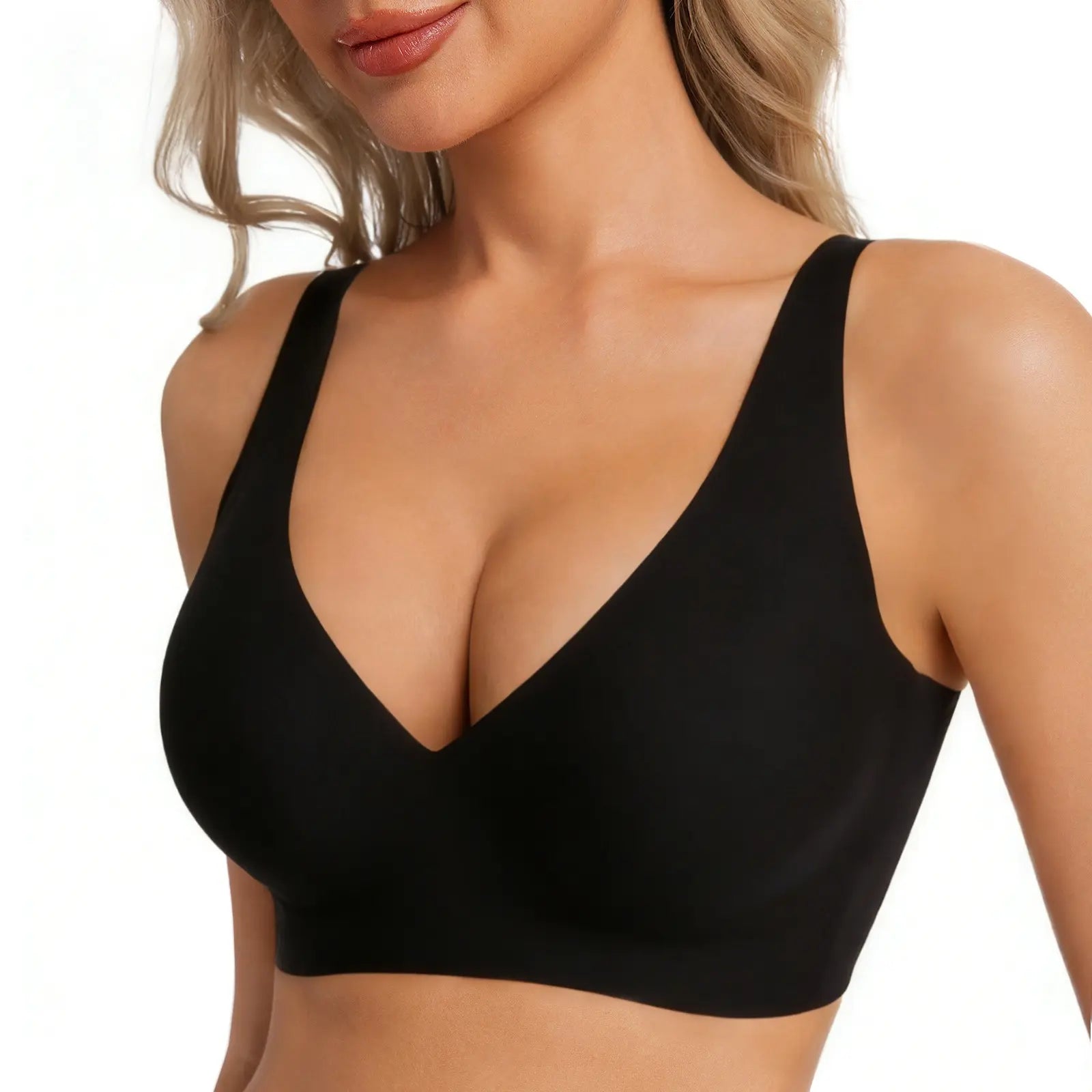 Elevate Your Comfort: EOJN Wireless Deep V Bralettes - Seamless Push-Up Bras for Everyday Elegance