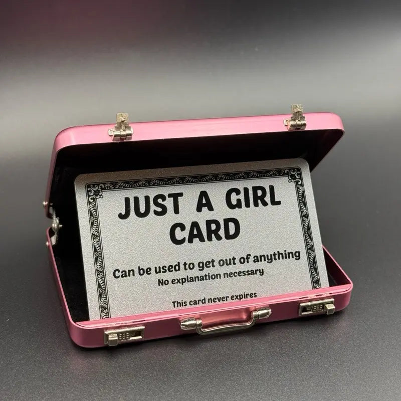 Mini Pink Briefcase - Pocket Suitcase Wallet for Cards (+ 1 Bonus Excuse Card Included)