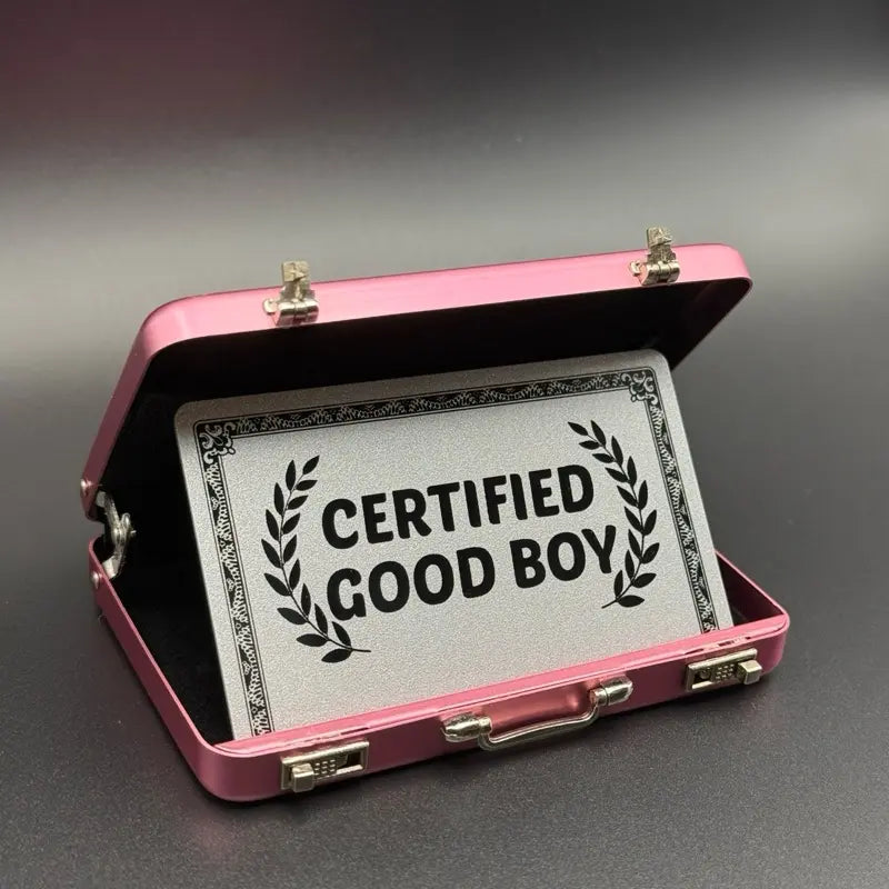 Mini Pink Briefcase - Pocket Suitcase Wallet for Cards (+ 1 Bonus Excuse Card Included)