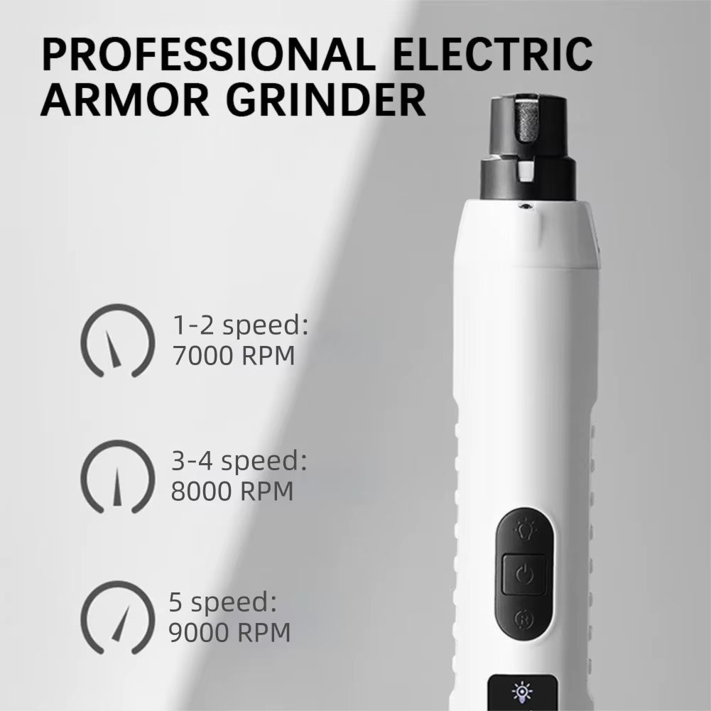 Enhanced 5-Speed Electric Dog Nail Grinder with LED Lights - Quiet Pet Nail Trimming and Grooming Tool