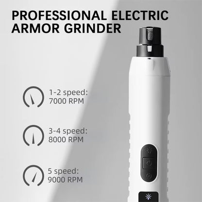 Enhanced 5-Speed Electric Dog Nail Grinder with LED Lights - Quiet Pet Nail Trimming and Grooming Tool