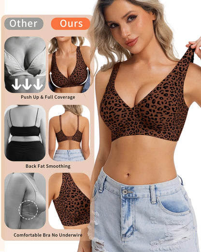 Elevate Your Comfort: EOJN Wireless Deep V Bralettes - Seamless Push-Up Bras for Everyday Elegance