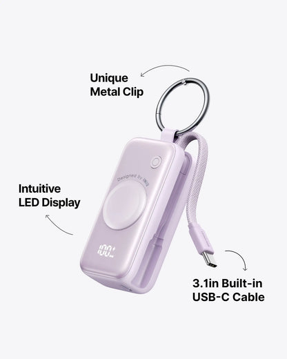 INIU P81 Snapgo Mini 5000mAh Power Bank with Keychain - Perfect Fast Charging Solution for Apple Watch, iPhone, and AirPods - Ideal Valentine's Day Gift for Her