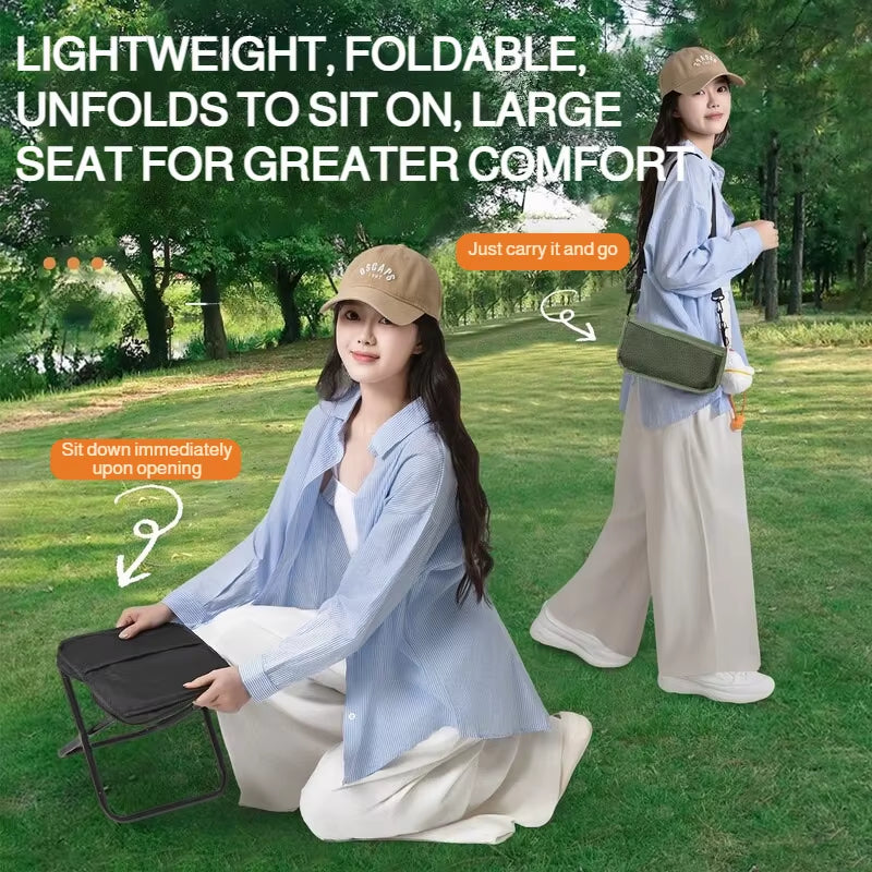Portable Foldable Fish Stool with Carry Bag - Lightweight Mini Chair for Outdoor Travel and Picnics
