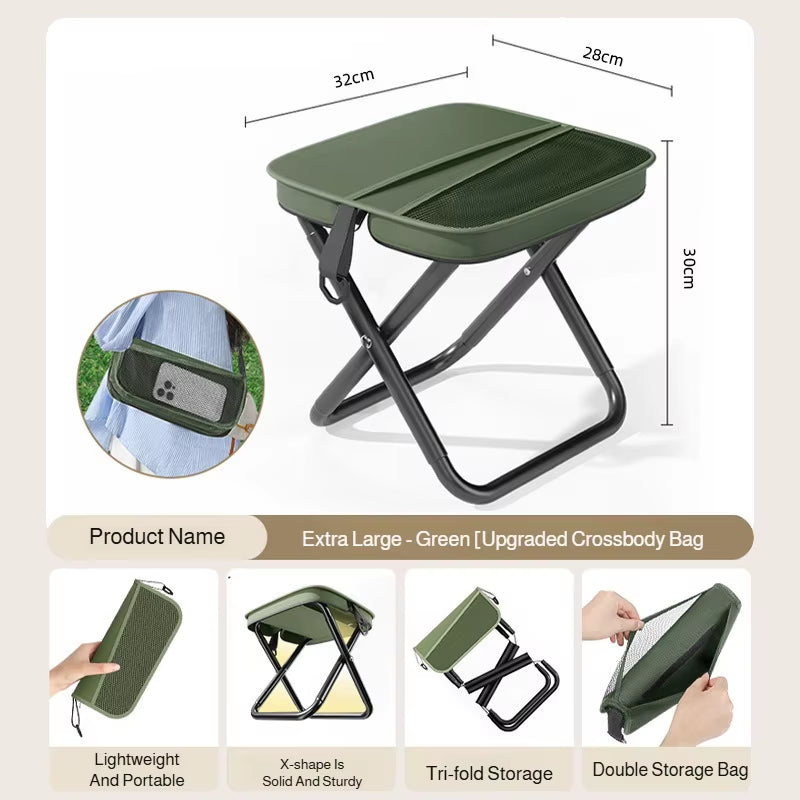 Portable Foldable Fish Stool with Carry Bag - Lightweight Mini Chair for Outdoor Travel and Picnics