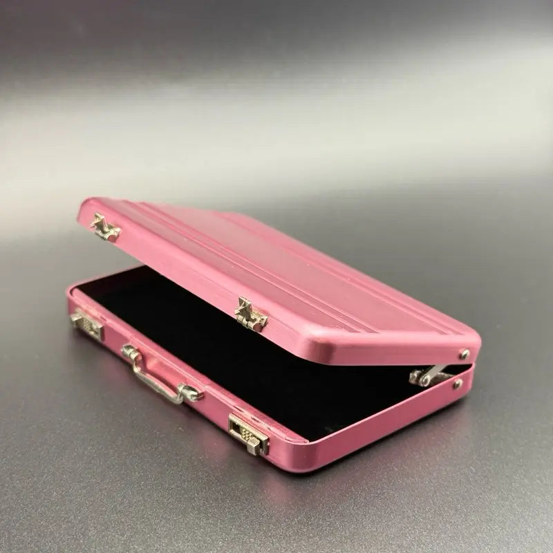 Mini Pink Briefcase - Pocket Suitcase Wallet for Cards (+ 1 Bonus Excuse Card Included)