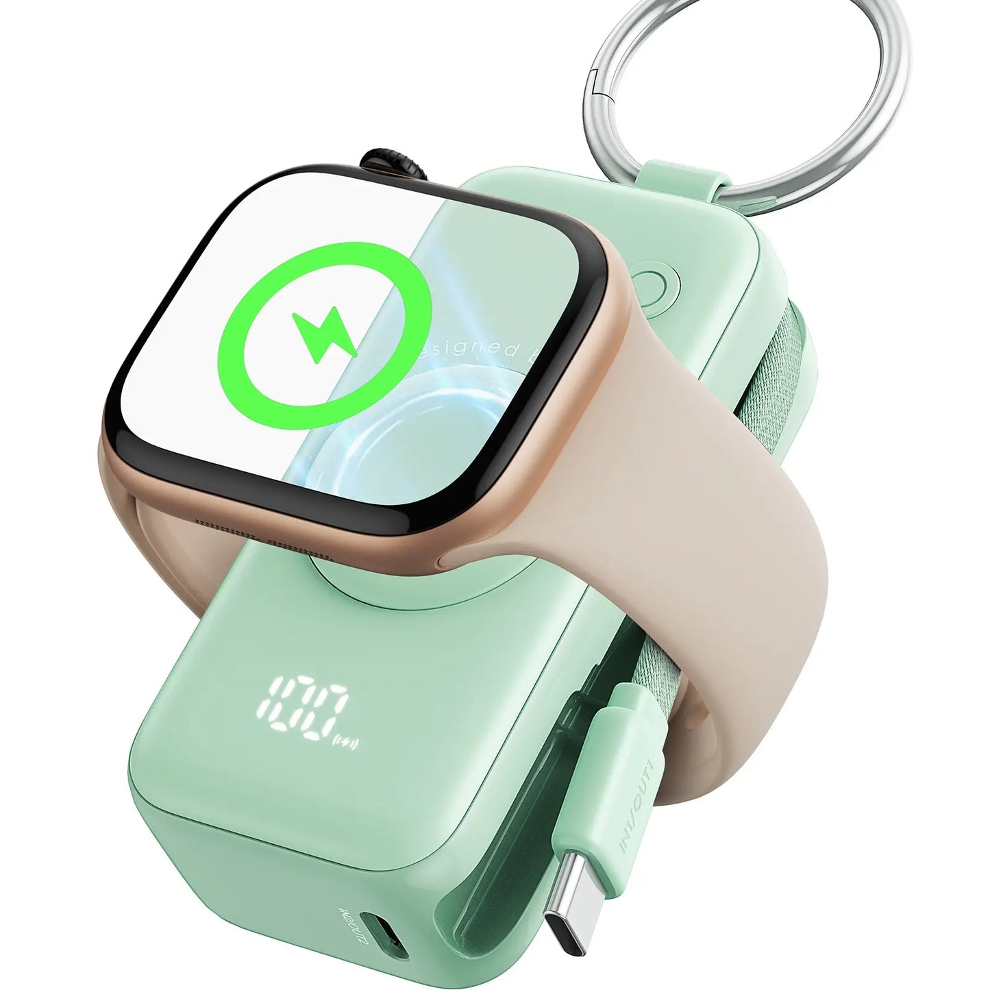 INIU P81 Snapgo Mini 5000mAh Power Bank with Keychain - Perfect Fast Charging Solution for Apple Watch, iPhone, and AirPods - Ideal Valentine's Day Gift for Her