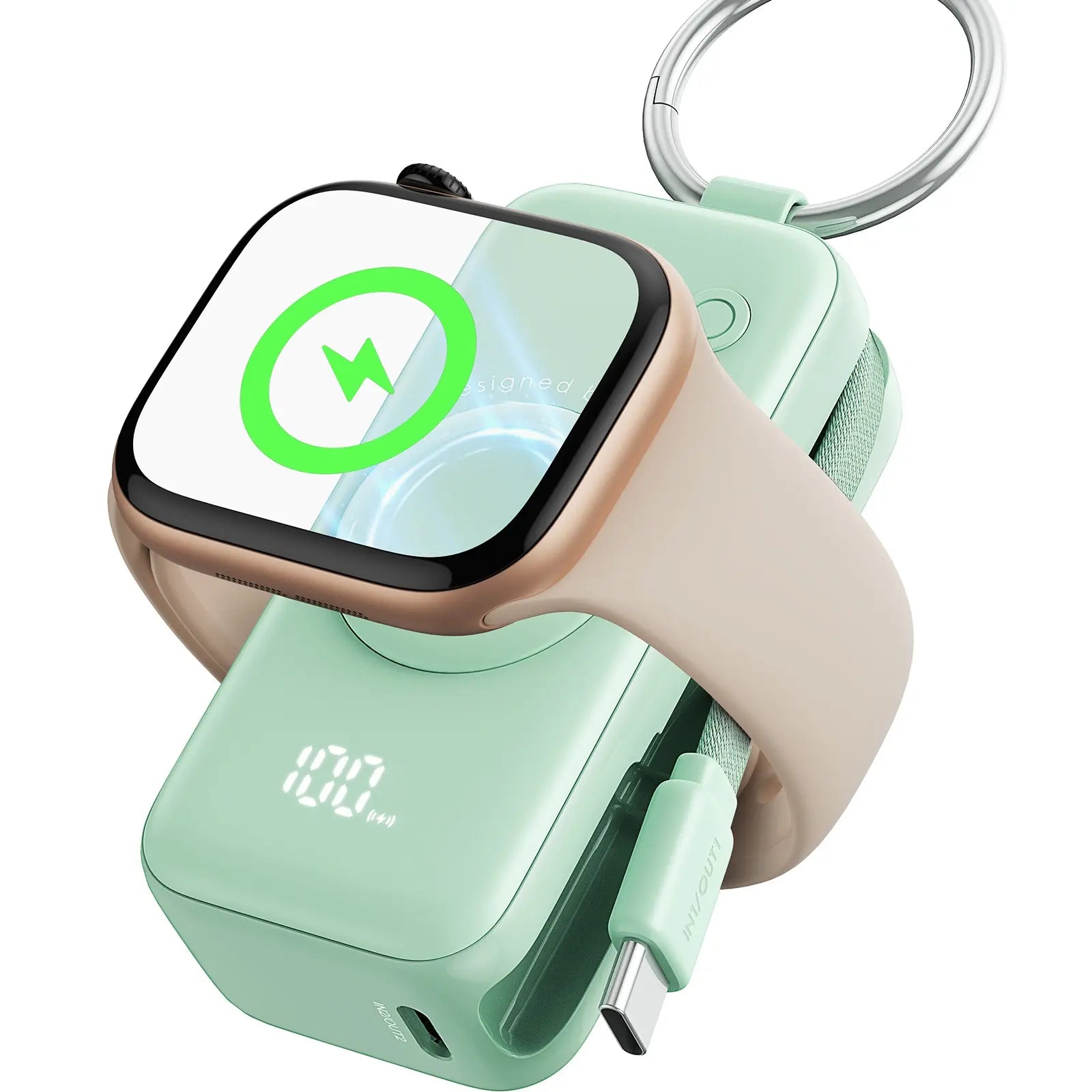 INIU P81 Snapgo Mini 5000mAh Power Bank with Keychain - Perfect Fast Charging Solution for Apple Watch, iPhone, and AirPods - Ideal Valentine's Day Gift for Her