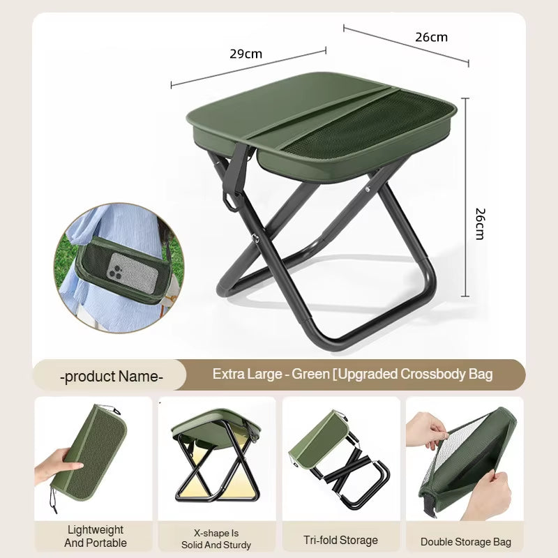 Portable Foldable Fish Stool with Carry Bag - Lightweight Mini Chair for Outdoor Travel and Picnics
