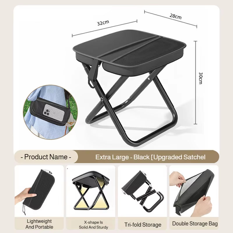 Portable Foldable Fish Stool with Carry Bag - Lightweight Mini Chair for Outdoor Travel and Picnics
