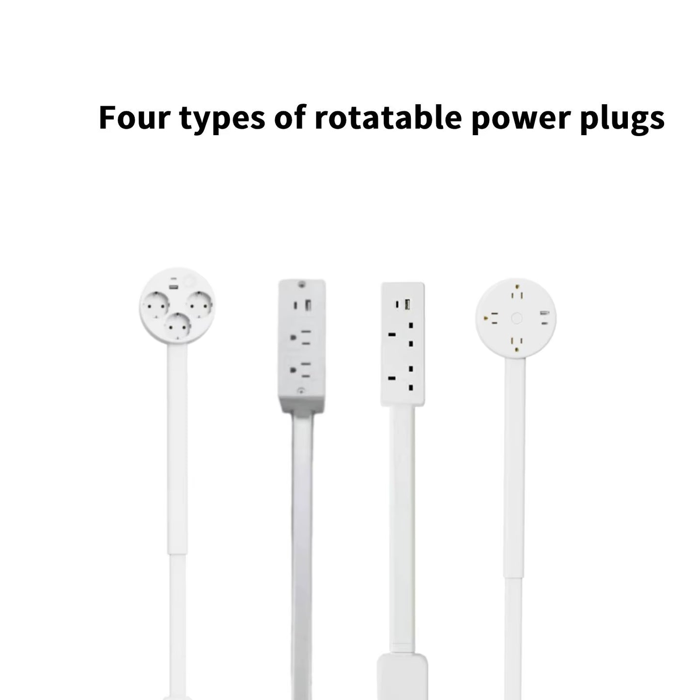 Rotatable Electrical Wall Plug Extender with Adjustable Length Multi-Outlet Power Socket Adapter for Space Optimization