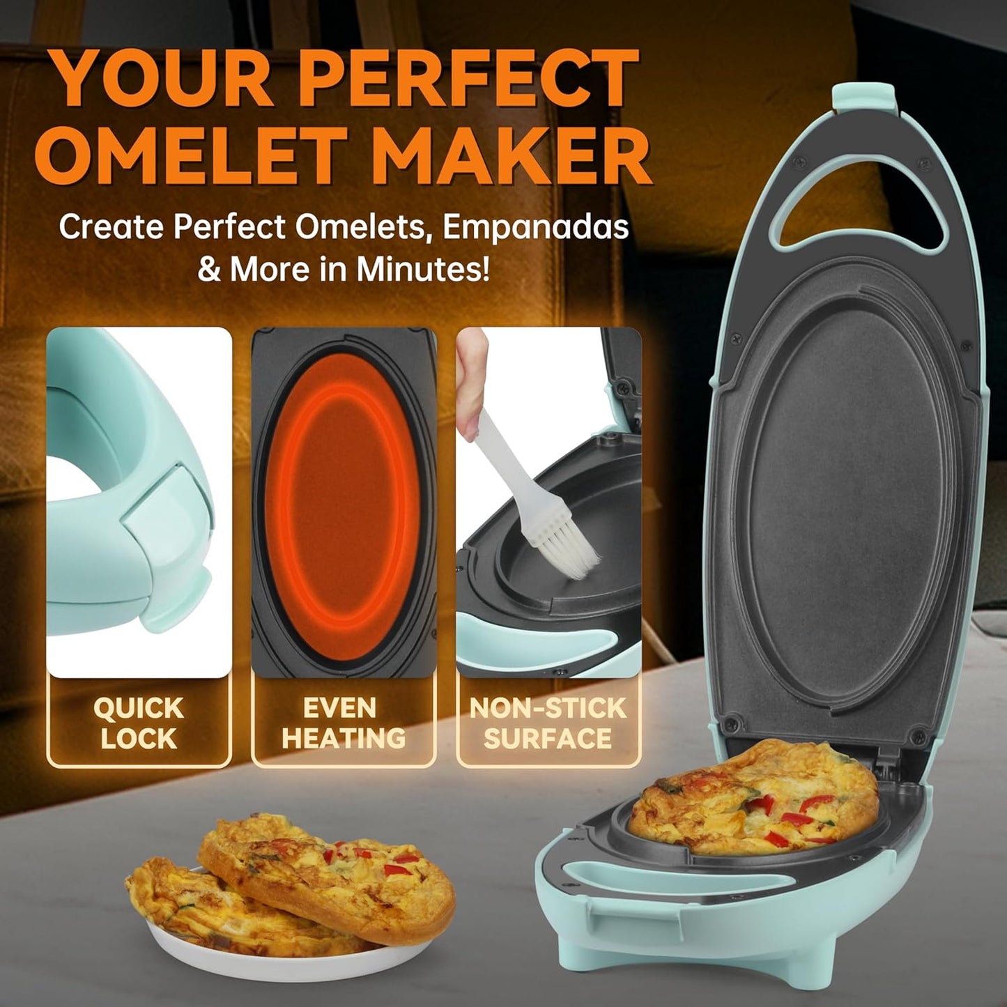 Revolutionize Your Breakfast with the Aqua Electric Omelette Maker – Nonstick Double-Sided Pan for Perfectly Flipped Omelettes and More!
