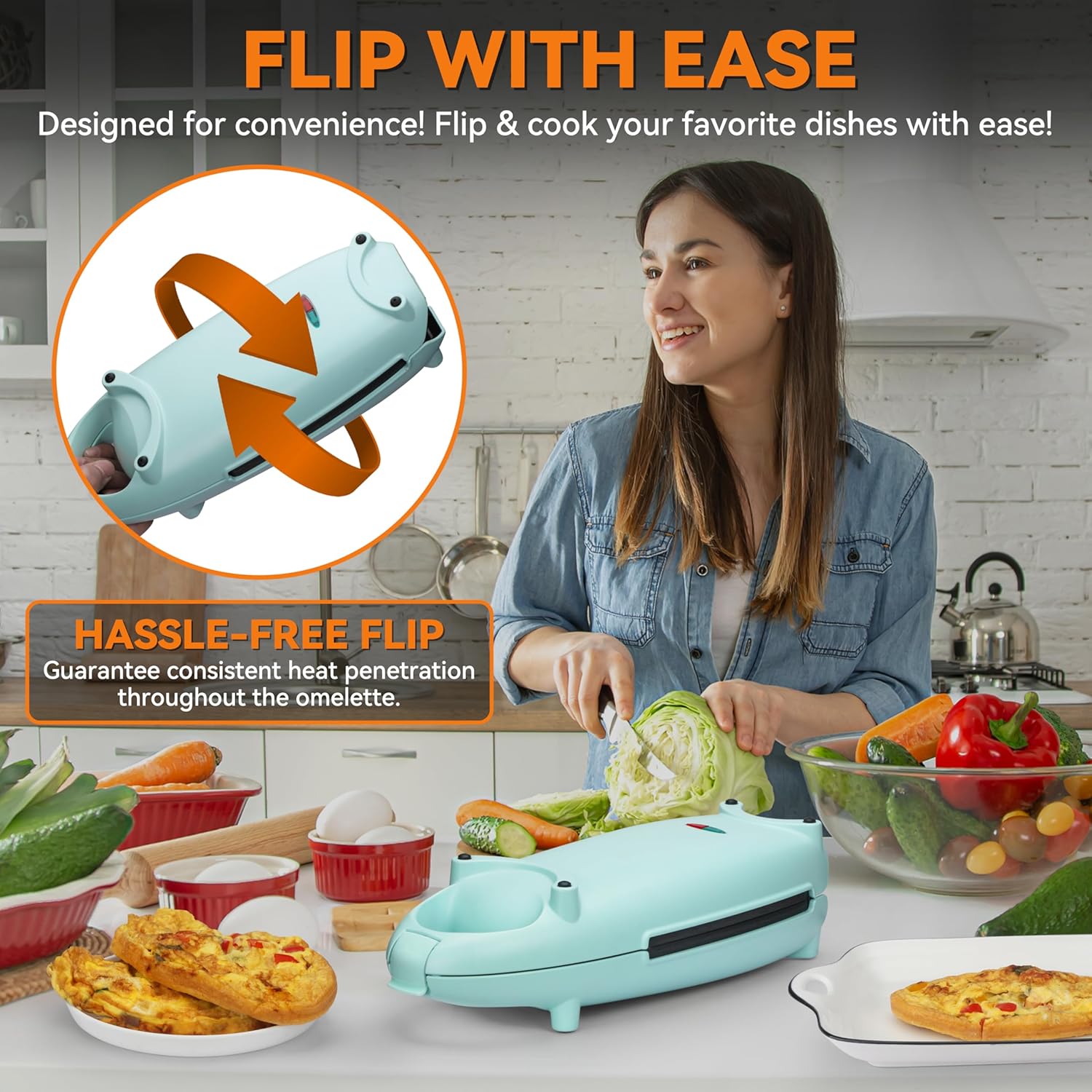 Revolutionize Your Breakfast with the Aqua Electric Omelette Maker – Nonstick Double-Sided Pan for Perfectly Flipped Omelettes and More!