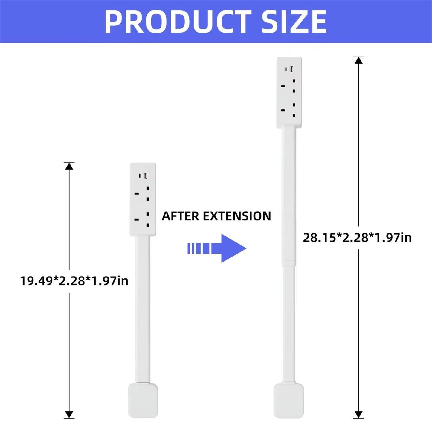 Rotatable Electrical Wall Plug Extender with Adjustable Length Multi-Outlet Power Socket Adapter for Space Optimization