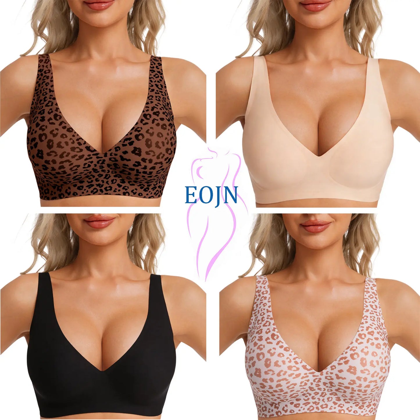 Elevate Your Comfort: EOJN Wireless Deep V Bralettes - Seamless Push-Up Bras for Everyday Elegance