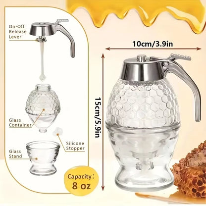 Honey Dispenser with Stand - Multifunctional Kitchen Gadget for Syrups and Sauces