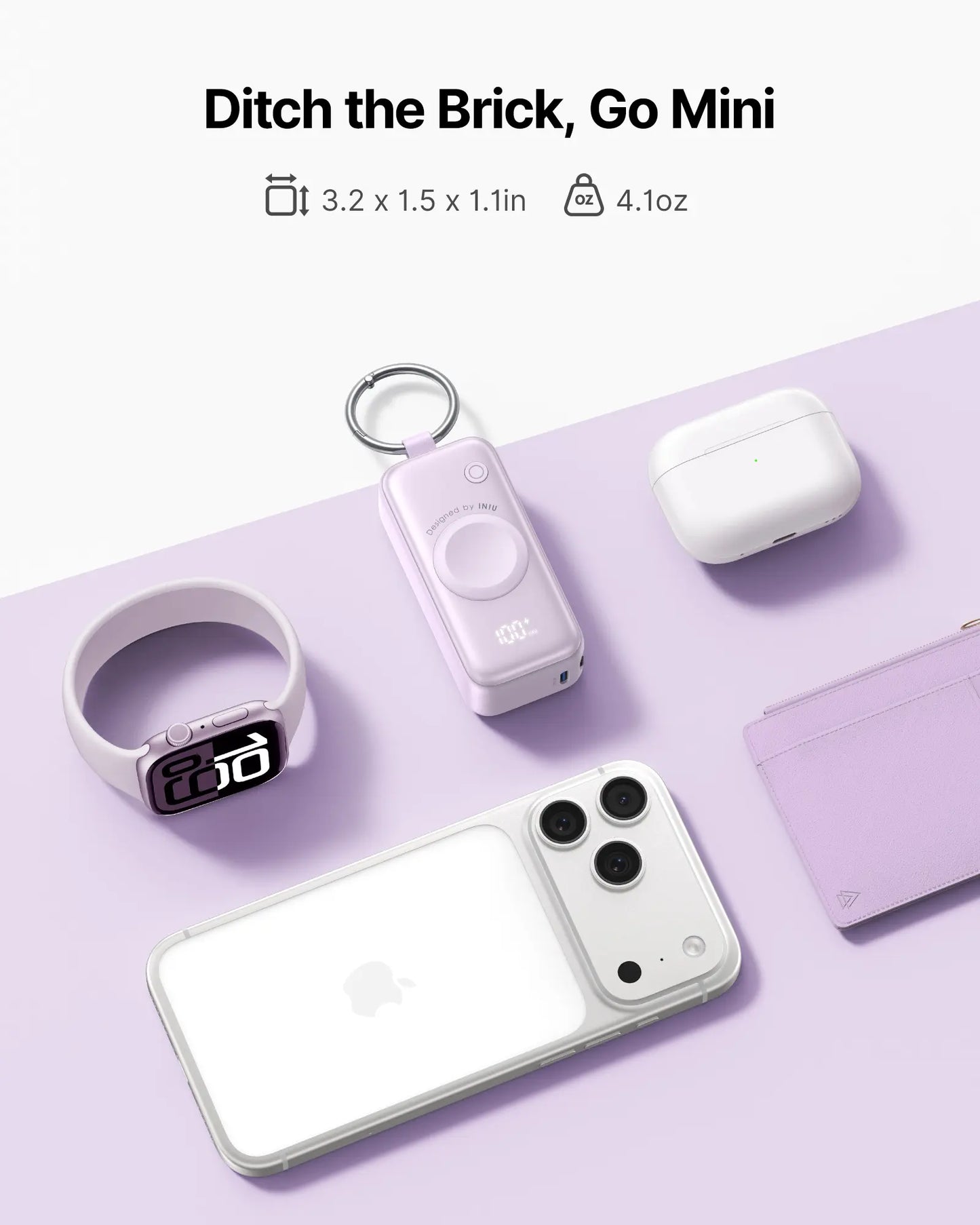 INIU P81 Snapgo Mini 5000mAh Power Bank with Keychain - Perfect Fast Charging Solution for Apple Watch, iPhone, and AirPods - Ideal Valentine's Day Gift for Her