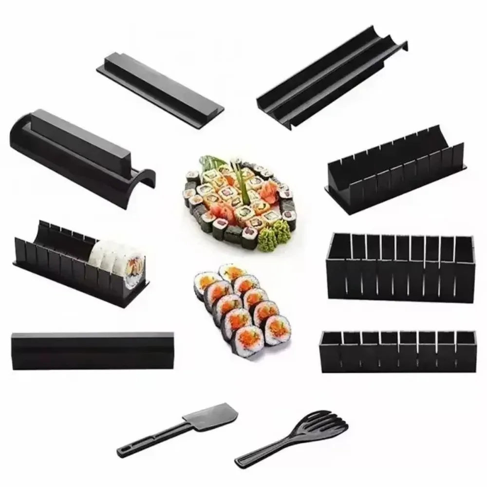 Create Stunning Sushi at Home with the Japanese Sushi Maker Set - 3-Piece Kit Featuring Shape Molds and Essential Kitchen Accessories
