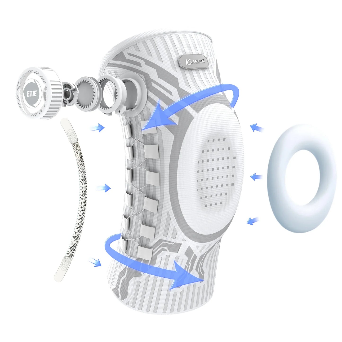 Smart Knob Compression Knee Brace with Patella Gel Pad and Lateral Stabilizer for Exercise (Single) - Model Kmh752