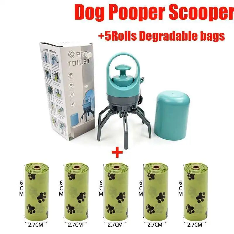 Effortless Outdoor Cleanup: Portable No-Touch Dog Pooper Scooper with Built-In Waste Bags