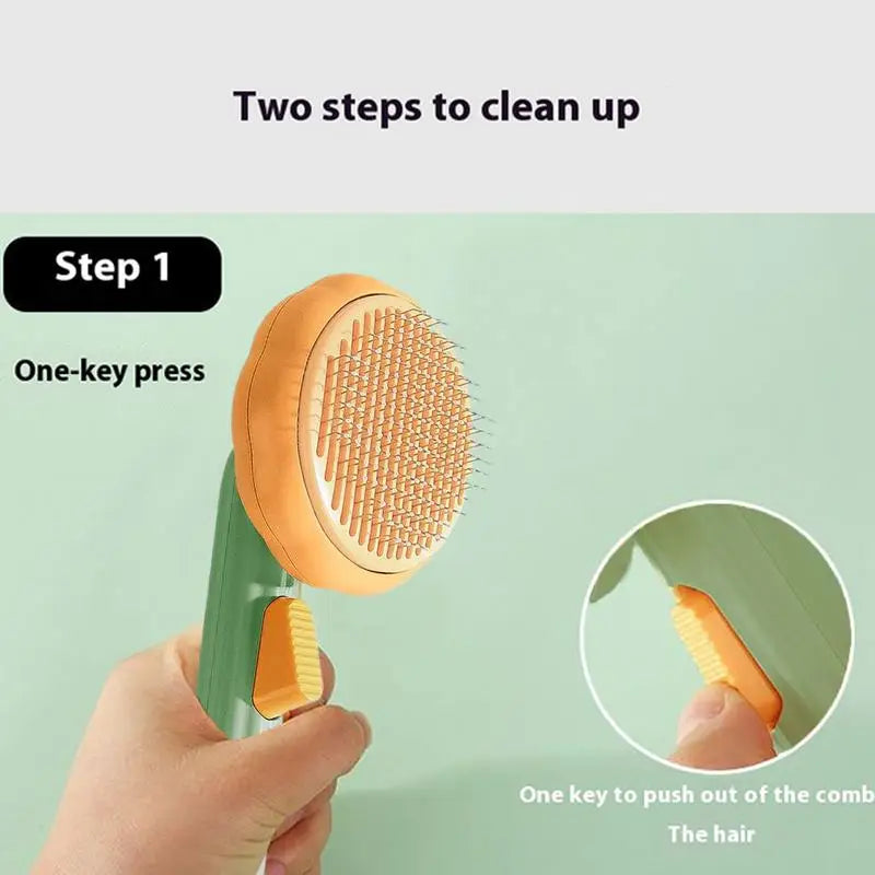 Revolutionary Pumpkin-Shaped Self-Cleaning Grooming Brush for Cats and Dogs - Effortless Shedding, Detangling, and Soothing Massage for Your Beloved Pets