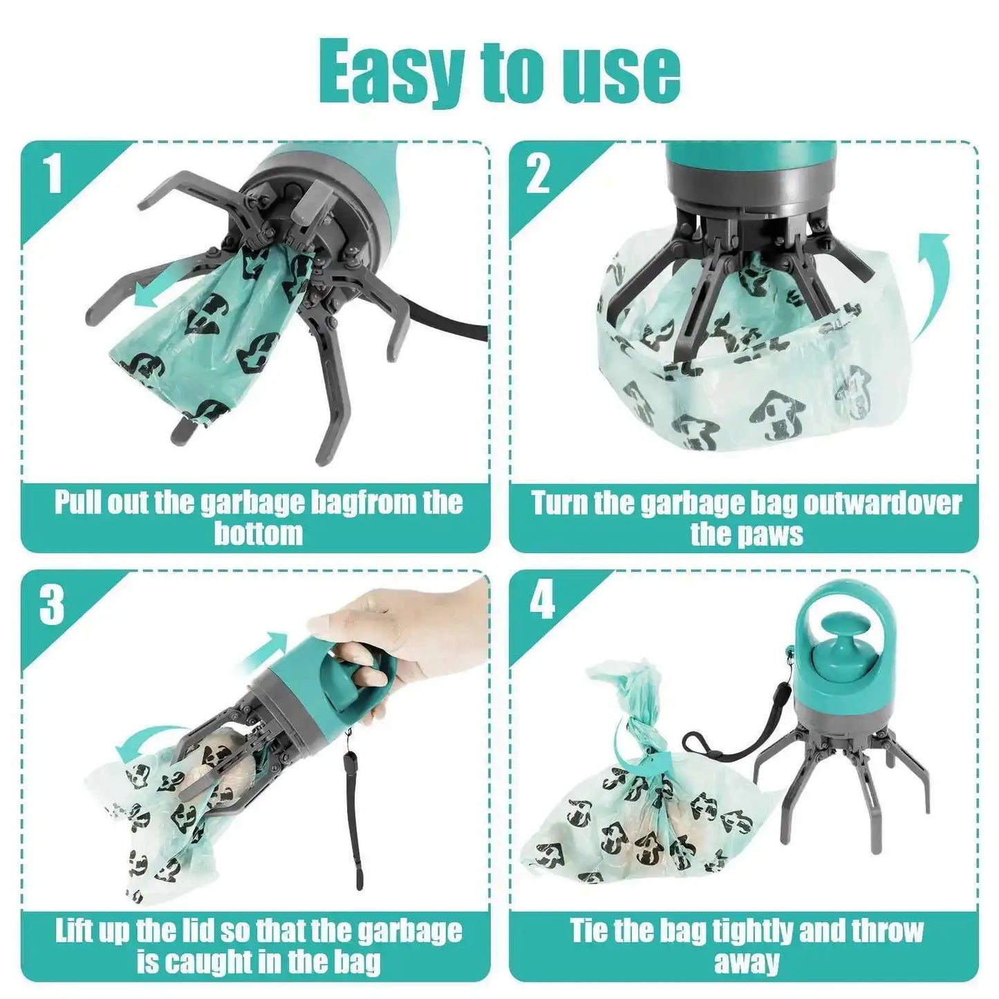 Effortless Outdoor Cleanup: Portable No-Touch Dog Pooper Scooper with Built-In Waste Bags