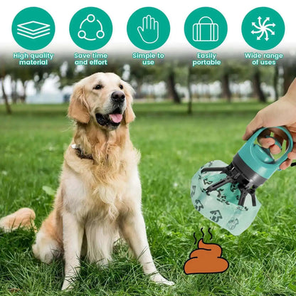 Effortless Outdoor Cleanup: Portable No-Touch Dog Pooper Scooper with Built-In Waste Bags