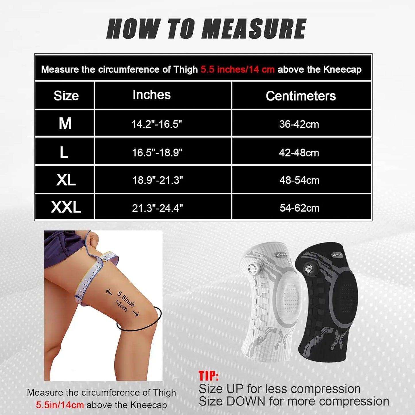 Smart Knob Compression Knee Brace with Patella Gel Pad and Lateral Stabilizer for Exercise (Single) - Model Kmh752