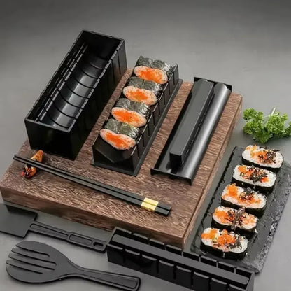 Create Stunning Sushi at Home with the Japanese Sushi Maker Set - 3-Piece Kit Featuring Shape Molds and Essential Kitchen Accessories
