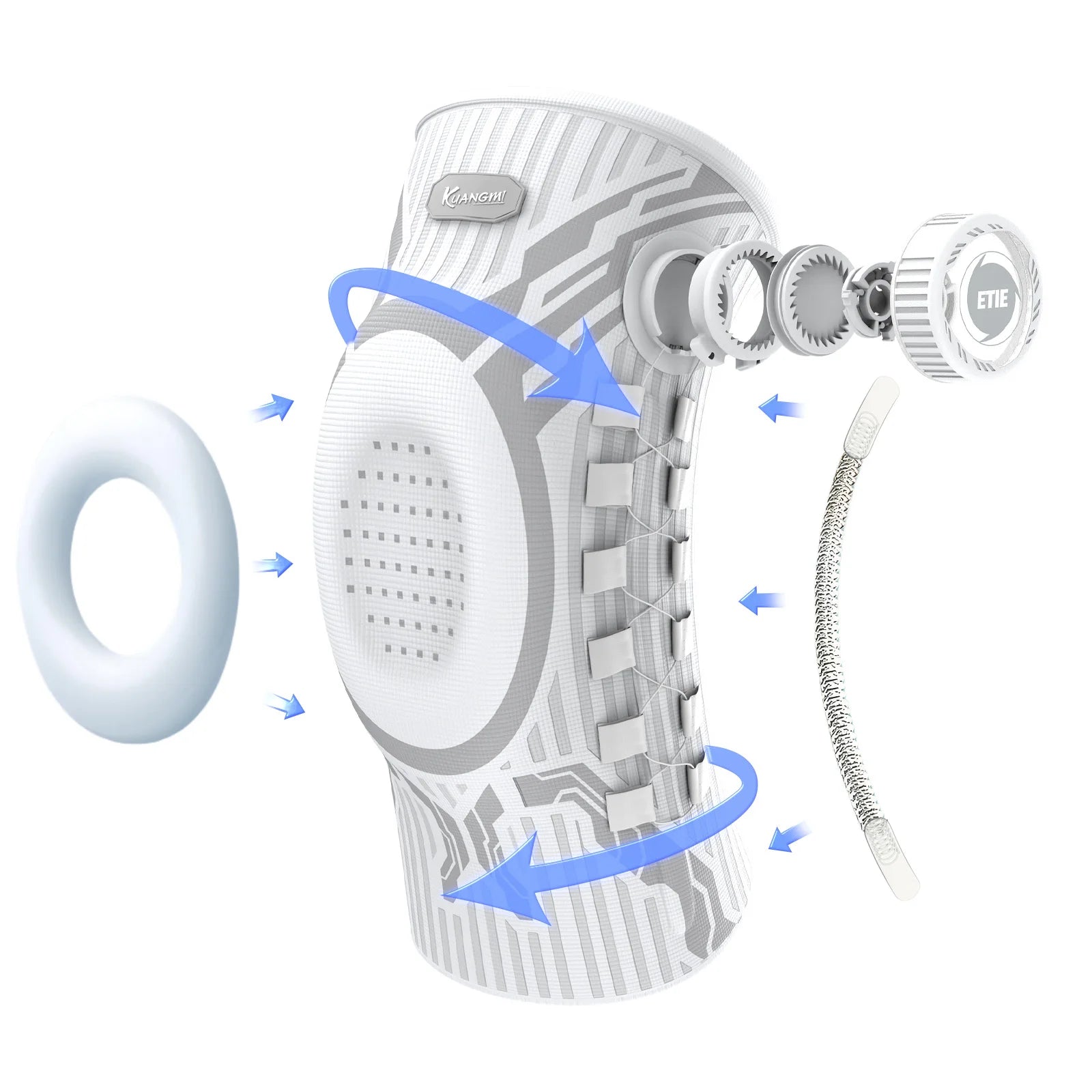 Smart Knob Compression Knee Brace with Patella Gel Pad and Lateral Stabilizer for Exercise (Single) - Model Kmh752