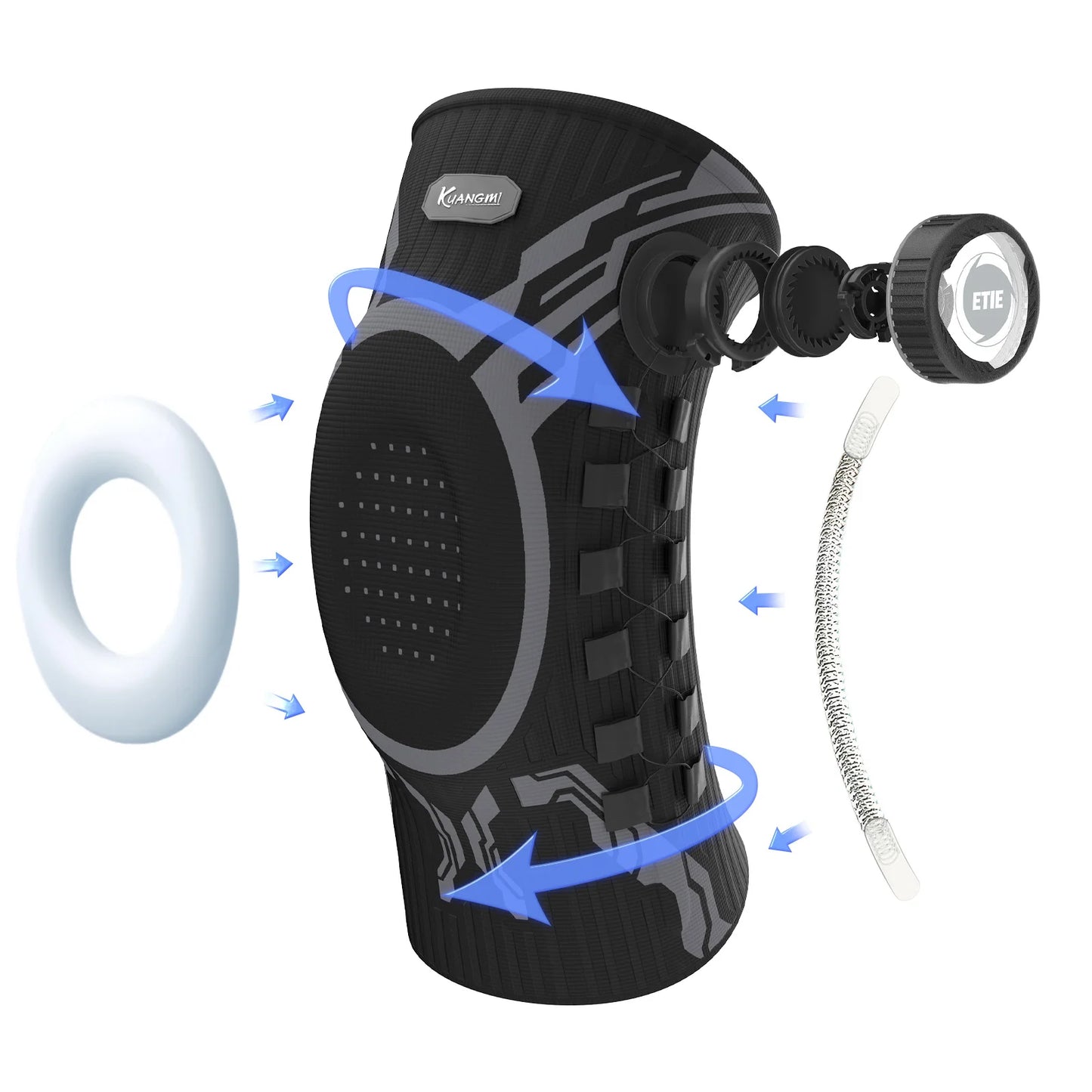 Smart Knob Compression Knee Brace with Patella Gel Pad and Lateral Stabilizer for Exercise (Single) - Model Kmh752