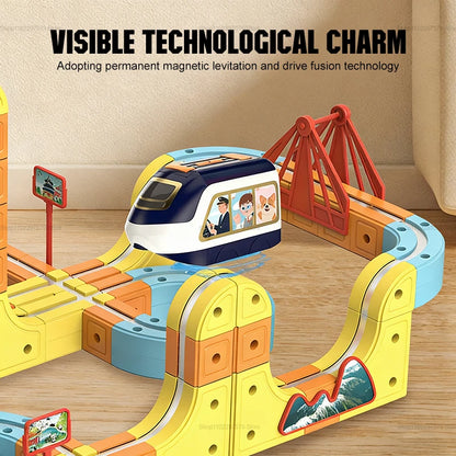 Electric Magnetic Rail Car Building Blocks Set - Educational Maze Train Toy for Children, Ideal Christmas Gift
