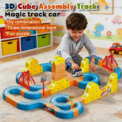 Electric Magnetic Rail Car Building Blocks Set - Educational Maze Train Toy for Children, Ideal Christmas Gift