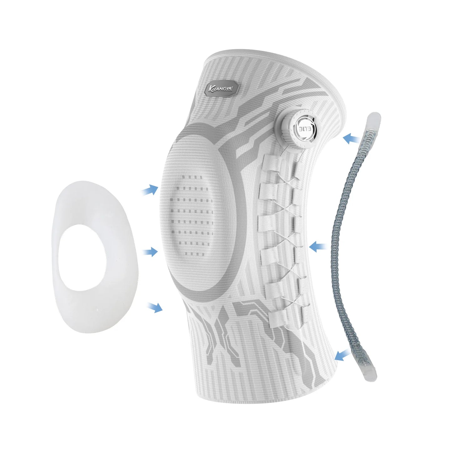 Smart Knob Compression Knee Brace with Patella Gel Pad and Lateral Stabilizer for Exercise (Single) - Model Kmh752