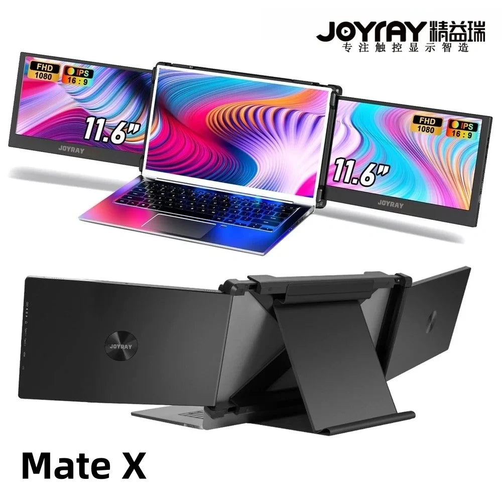 Elevate Your Productivity with the JOYRAY 11.6-Inch Triple-Screen Portable Monitor – Stunning 1920x1080 Full HD Display for On-the-Go Professionals