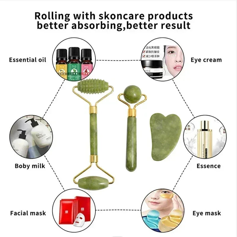 Revitalize Your Skin with Our Luxurious Natural Jade Roller and Gua Sha Set – The Ultimate Facial and Body Massage Tools for Lifting and Relaxation