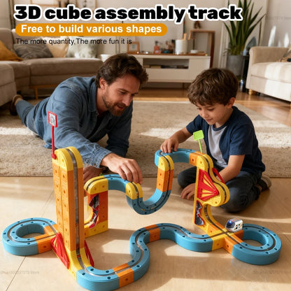 Electric Magnetic Rail Car Building Blocks Set - Educational Maze Train Toy for Children, Ideal Christmas Gift