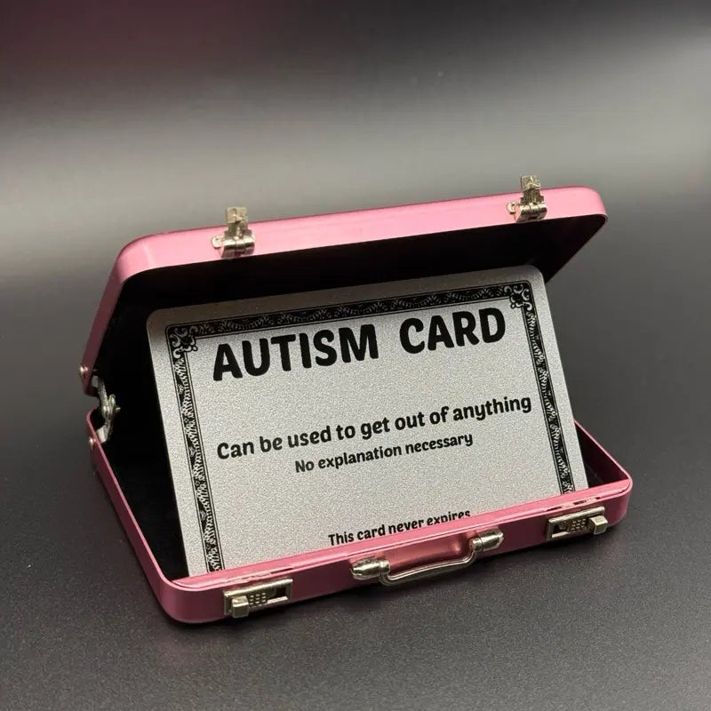 Mini Pink Briefcase - Pocket Suitcase Wallet for Cards (+ 1 Bonus Excuse Card Included)