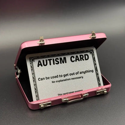 Mini Pink Briefcase - Pocket Suitcase Wallet for Cards (+ 1 Bonus Excuse Card Included)