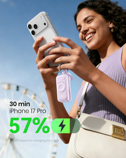 INIU P81 Snapgo Mini 5000mAh Power Bank with Keychain - Perfect Fast Charging Solution for Apple Watch, iPhone, and AirPods - Ideal Valentine's Day Gift for Her