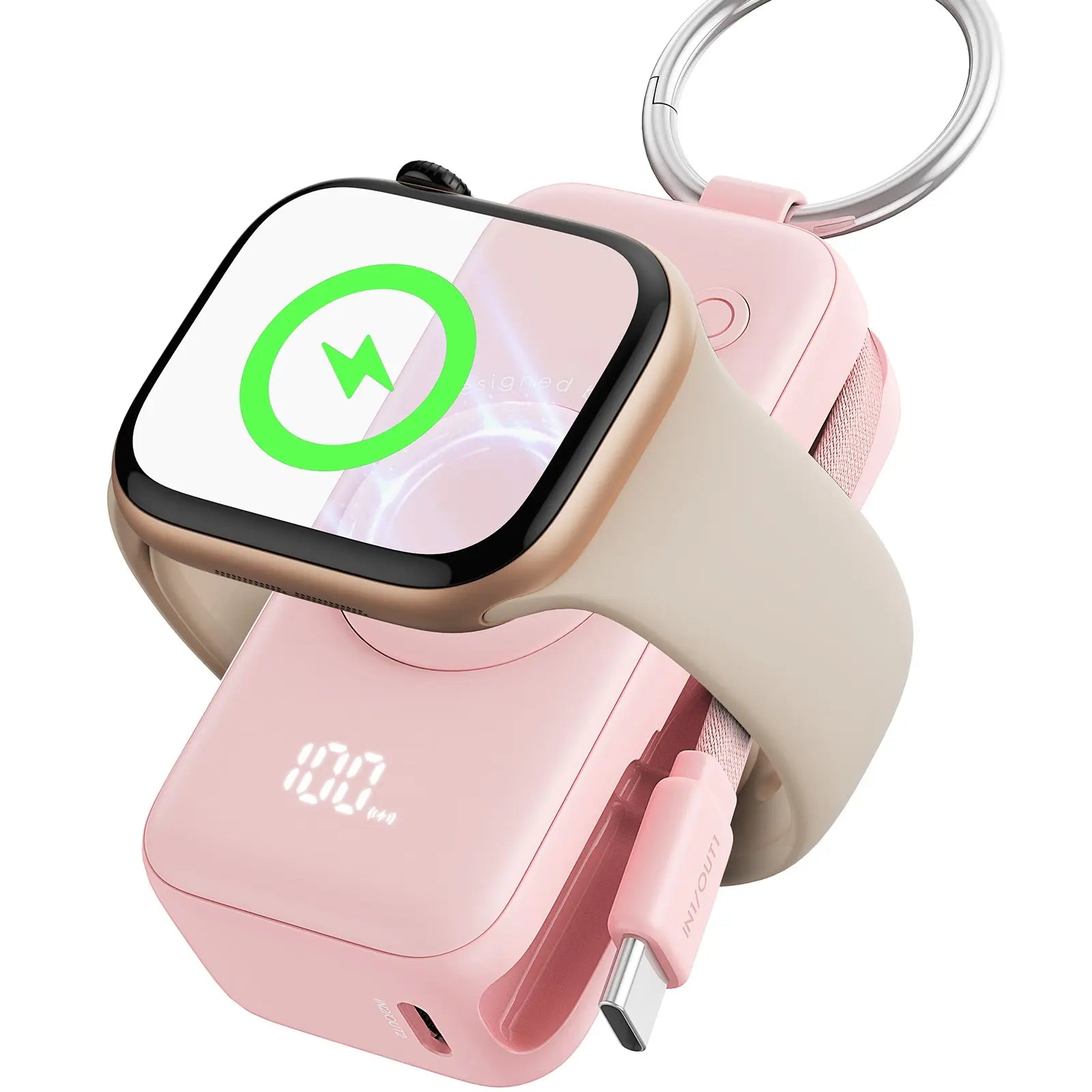 INIU P81 Snapgo Mini 5000mAh Power Bank with Keychain - Perfect Fast Charging Solution for Apple Watch, iPhone, and AirPods - Ideal Valentine's Day Gift for Her