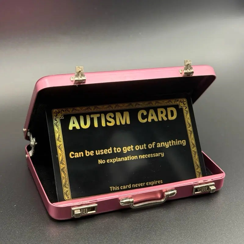 Mini Pink Briefcase - Pocket Suitcase Wallet for Cards (+ 1 Bonus Excuse Card Included)